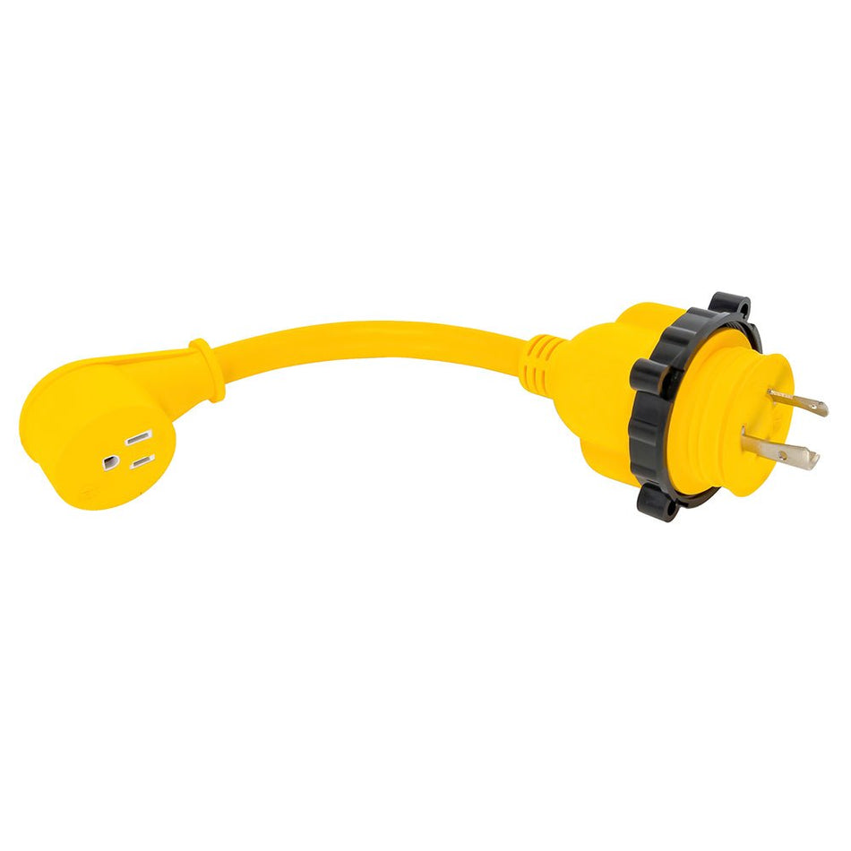 Camco 30AM/15AF Power Grip Marine 12" Dogbone - M - Locking/90F Adapter - Get Tight Gear