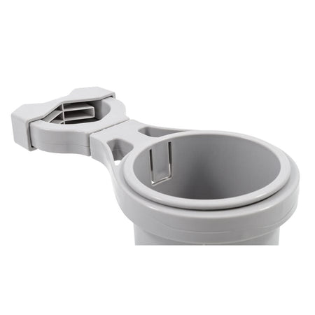 Camco Clamp - On Rail Mounted Cup Holder - Large for Up to 2" Rail - Grey - Get Tight Gear
