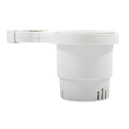 Camco Clamp - On Rail Mounted Cup Holder - Large for Up to 2" Rail - White - Get Tight Gear