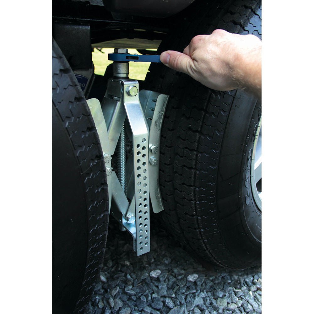 Camco Eaz - Lift 10" Wheel Stop w/Wrench & Lock - Metal - Get Tight Gear