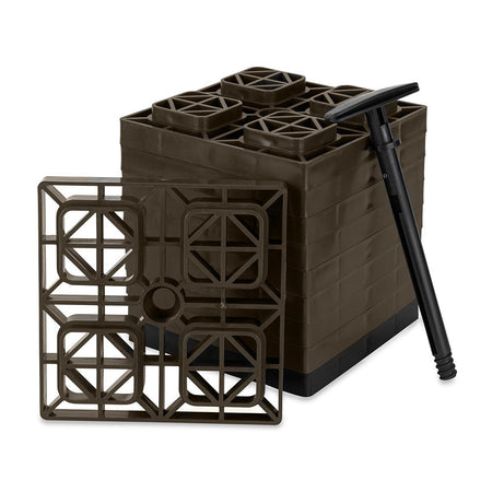 Camco FasTen Leveling Blocks w/T - Handle - 2x2 - Brown *10 - Pack - Get Tight Gear