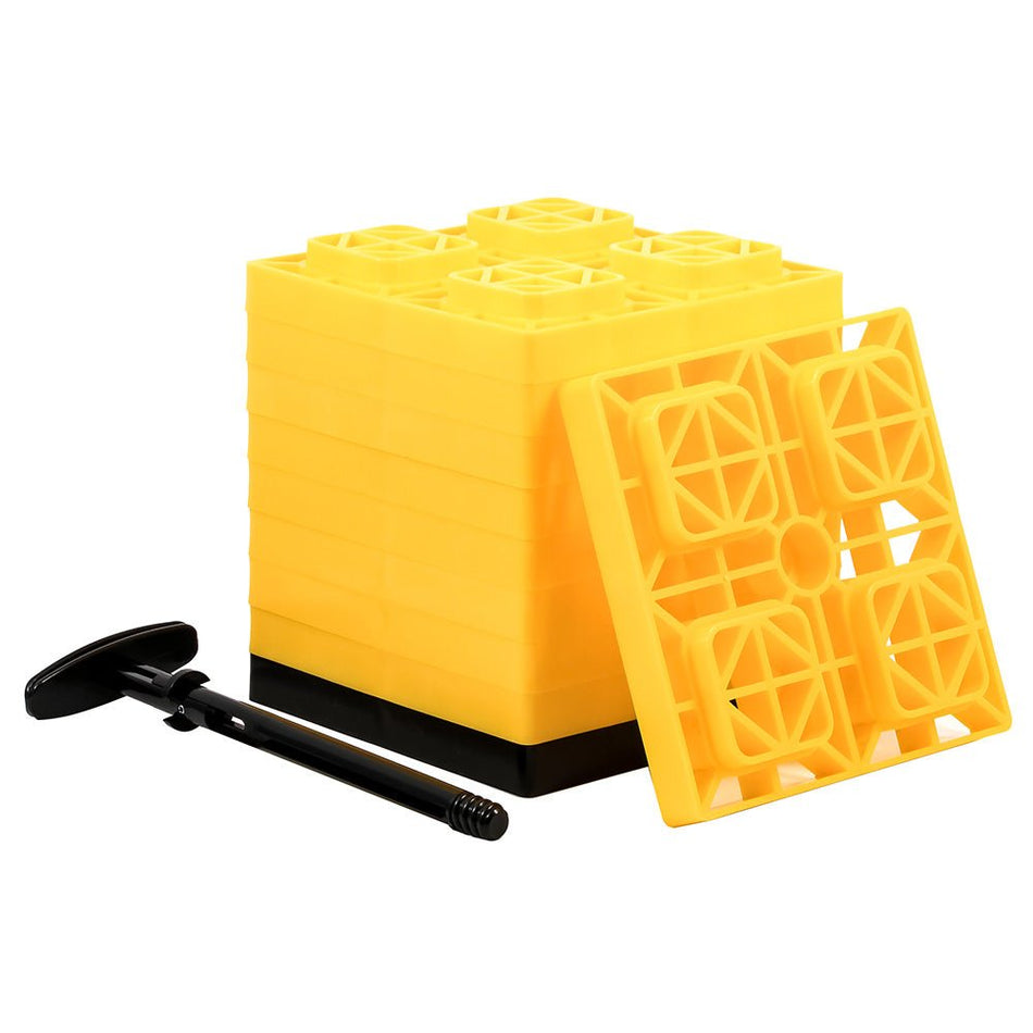 Camco FasTen Leveling Blocks w/T - Handle - 2x2 - Yellow *10 - Pack - Get Tight Gear