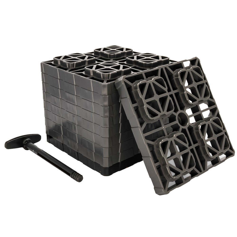 Camco FasTen Leveling Blocks XL w/T - Handle - 2x2 - Grey *10 - Pack - Get Tight Gear
