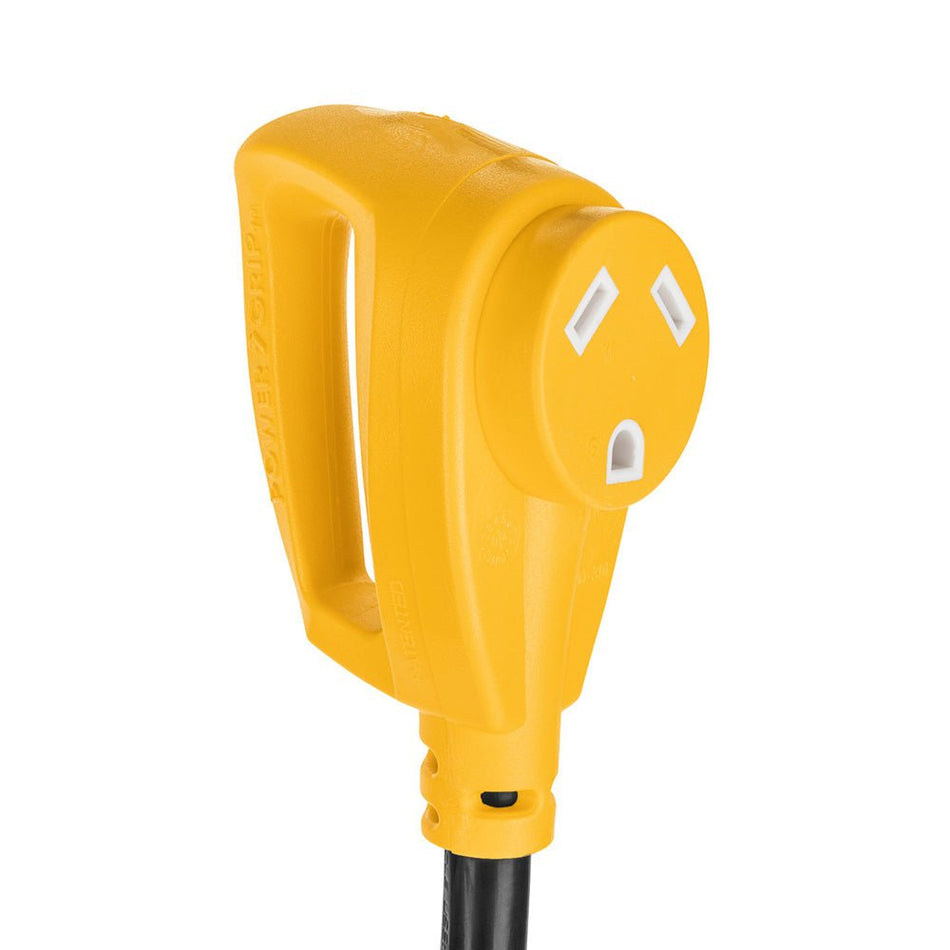 Camco Power Grip 18" Dogbone Adapter - 50 Amp Male/30 Amp Female - Get Tight Gear
