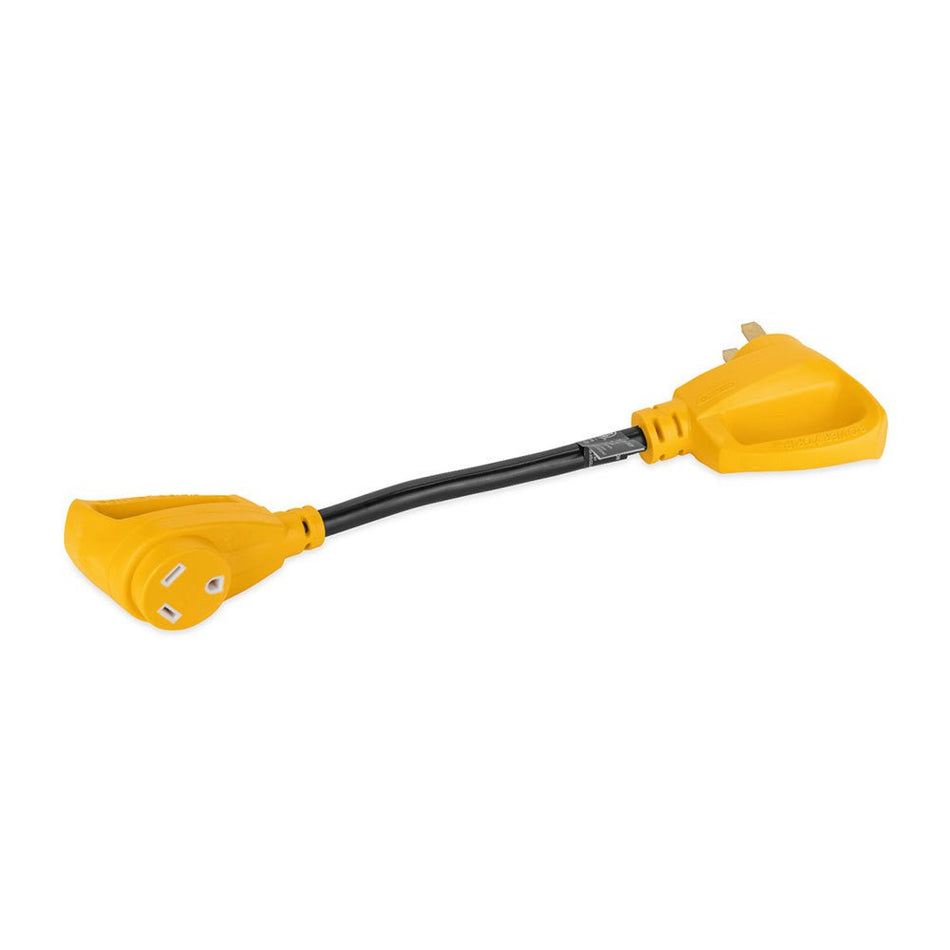 Camco Power Grip 18" Dogbone Adapter - 50 Amp Male/30 Amp Female - Get Tight Gear