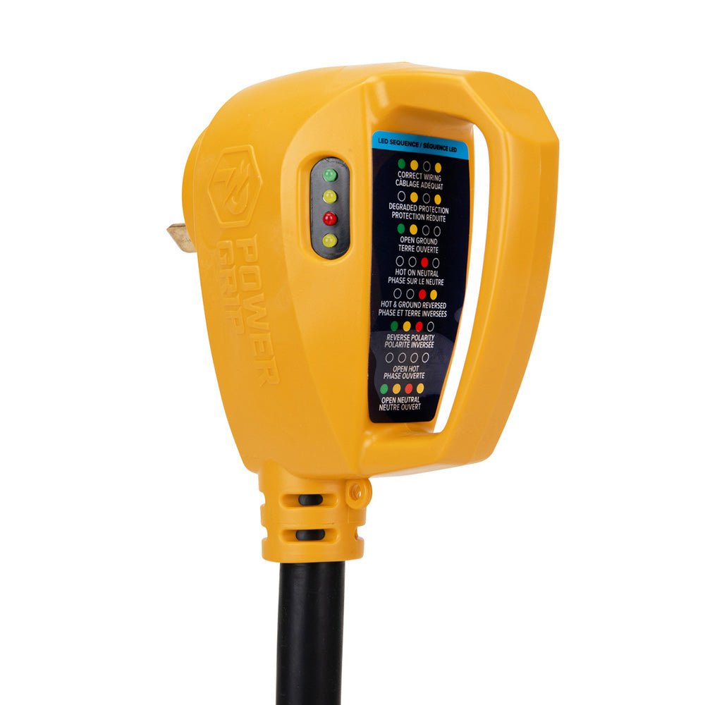 Camco Power Grip RV 12" 30Amp Circuit Analyzer Dogbone - Integrated Surge Protection - Get Tight Gear