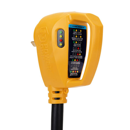 Camco Power Grip RV 12" 30Amp Circuit Analyzer Dogbone - Integrated Surge Protection - Get Tight Gear