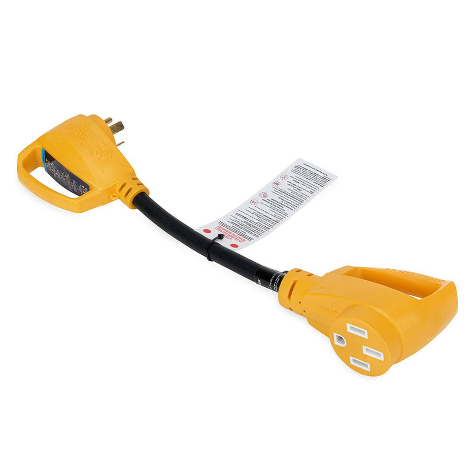 Camco Power Grip RV 18" 30Amp Circuit Analyzer Dogbone - Integrated Surge Protection - Get Tight Gear