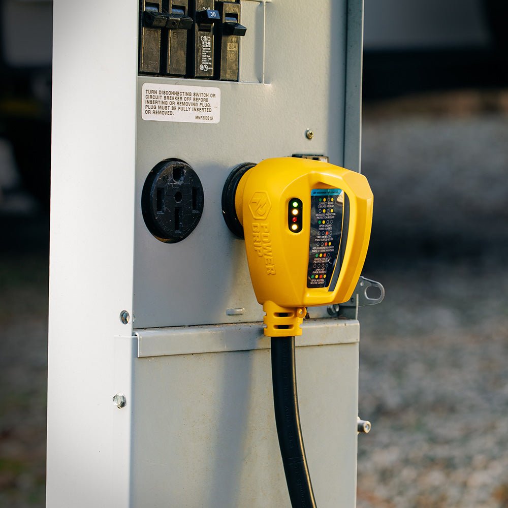 Camco Power Grip RV 18" 30Amp Circuit Analyzer Dogbone - Integrated Surge Protection - Get Tight Gear