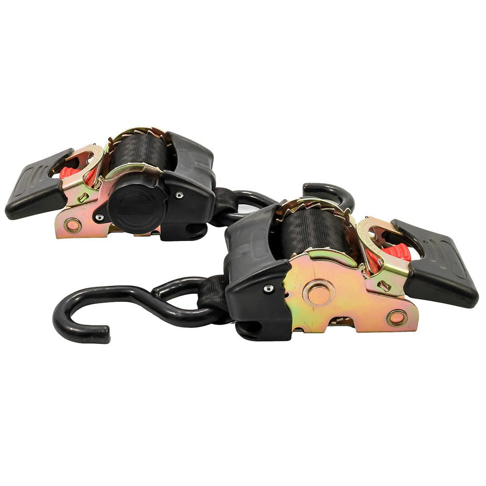 Camco Retractable Tie Down Straps - 2" Width 5.5' Bolt On - Get Tight Gear