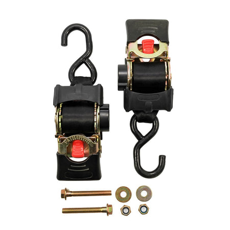 Camco Retractable Tie Down Straps - 2" Width 5.5' Bolt On - Get Tight Gear