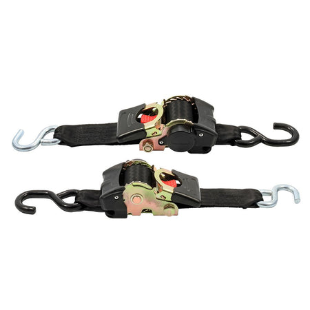 Camco Retractable Tie Down Straps - 2" Width 6' Dual Hooks - Get Tight Gear