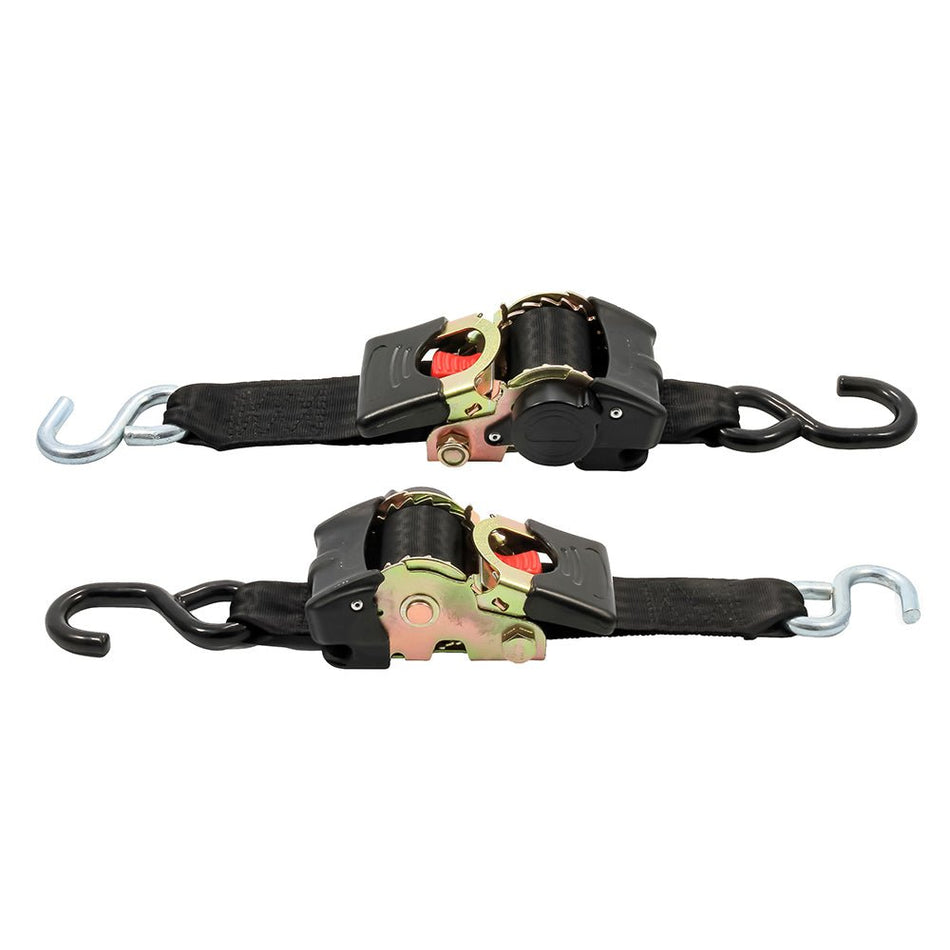 Camco Retractable Tie Down Straps - 2" Width 6' Dual Hooks - Get Tight Gear