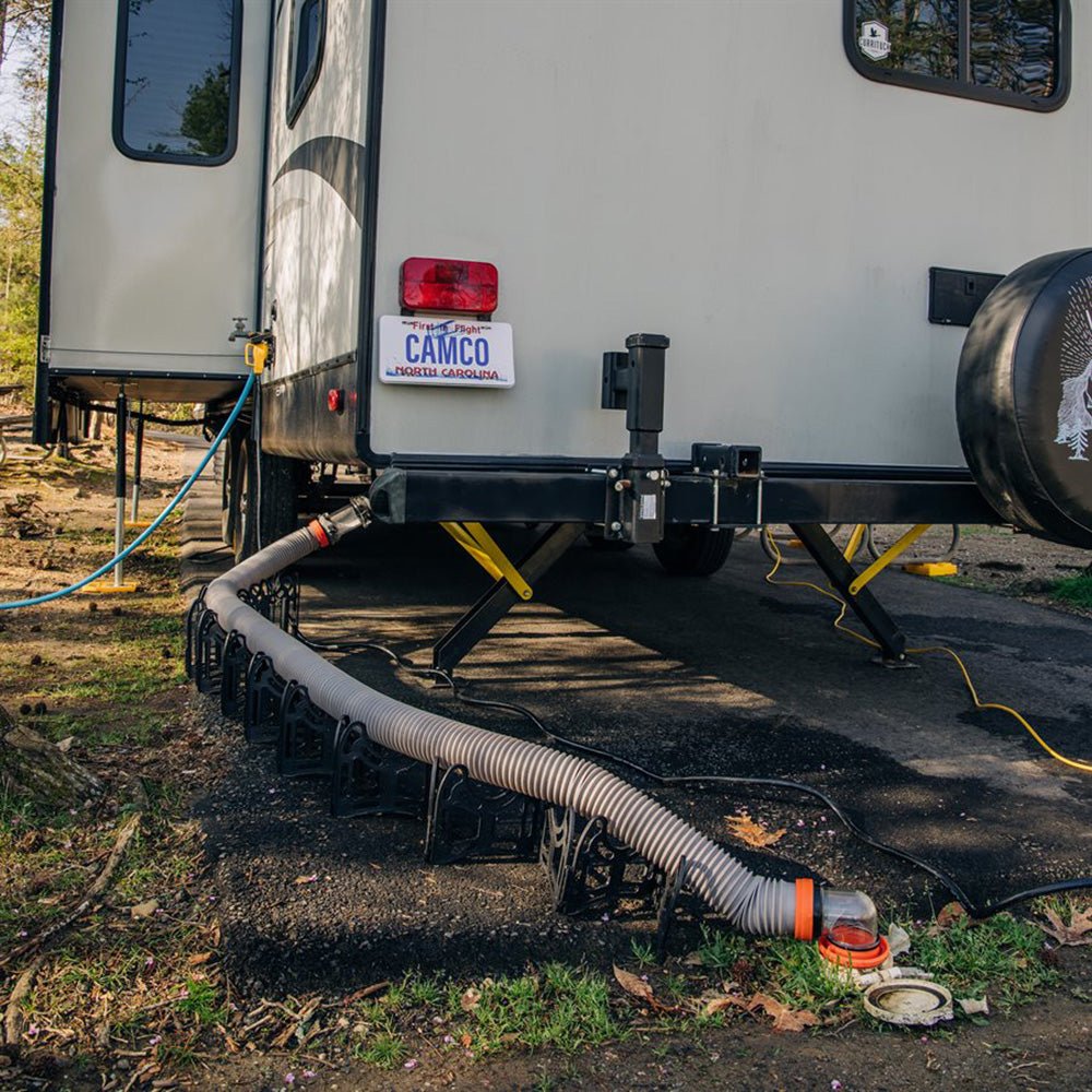 Camco Rhino X RV 20' Sewer Hose Kit - Pre - Attached 360 - Degree Swivel Fittings - Get Tight Gear