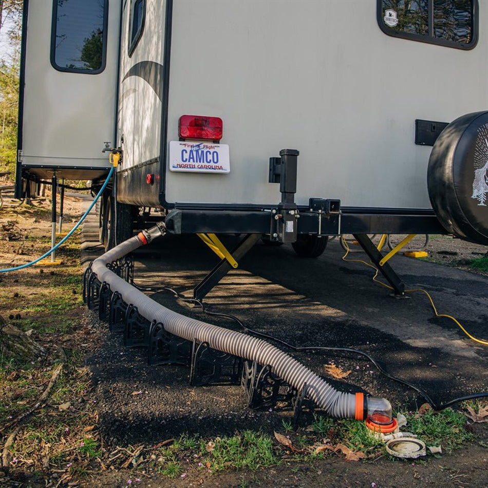 Camco Rhino X RV 20' Sewer Hose Kit - Pre - Attached 360 - Degree Swivel Fittings - Get Tight Gear