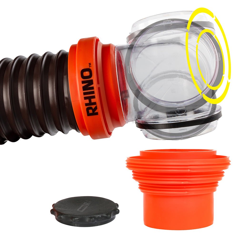 Camco RhinoFLEX 15' Sewer Hose Kit w/4 In 1 Elbow Caps - Get Tight Gear