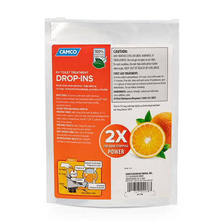 Camco TST MAX Orange RV Toilet Treatment Drop - Ins *10 - Pack - Get Tight Gear