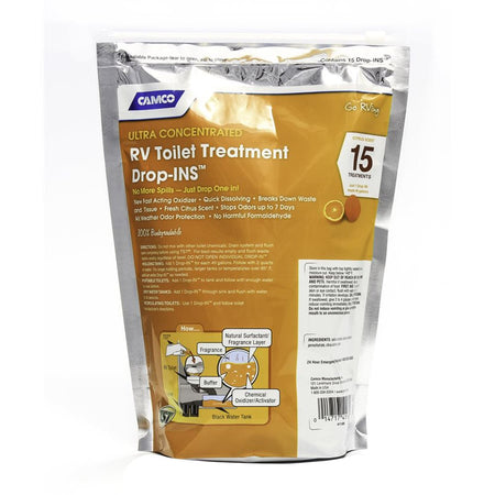 Camco TST Orange RV Toilet Treatment Drop - Ins *15 - Pack - Get Tight Gear