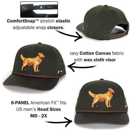 Canvas Golden Retriever Hat with Wax Cloth Visor - Get Tight Gear