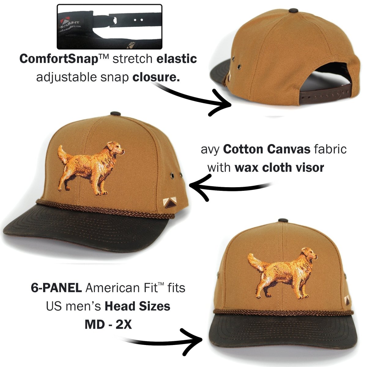 Canvas Golden Retriever Hat with Wax Cloth Visor - Get Tight Gear