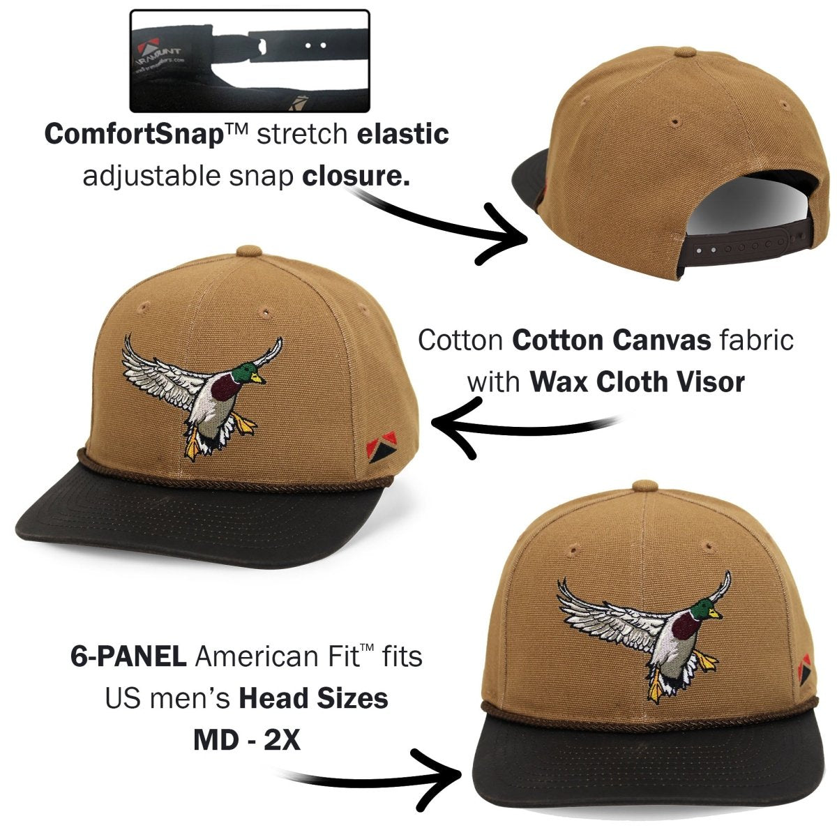 Canvas Mallard Drake Duck Hat with Wax Cloth Visor - Get Tight Gear