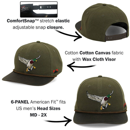 Canvas Mallard Drake Duck Hat with Wax Cloth Visor - Get Tight Gear