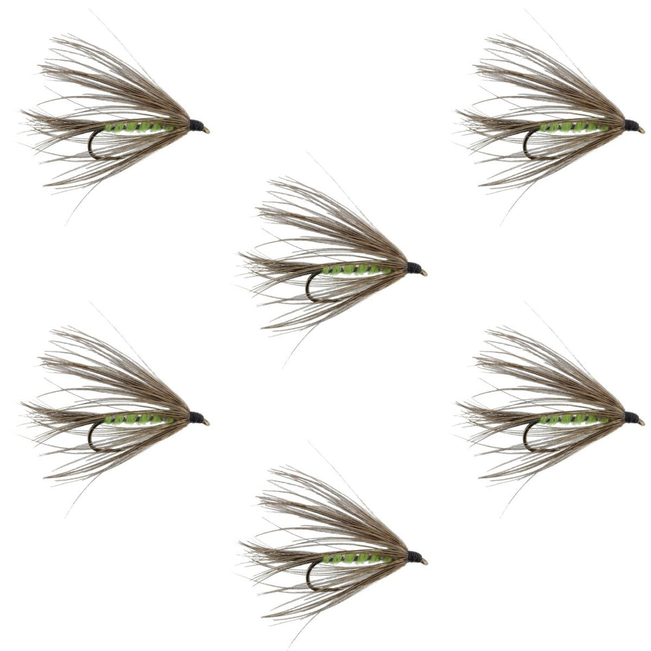 Carey Special Soft Hackle Grouse and Bright Green Wet Fly - 6 Flies Hook Size 10 - Get Tight Gear