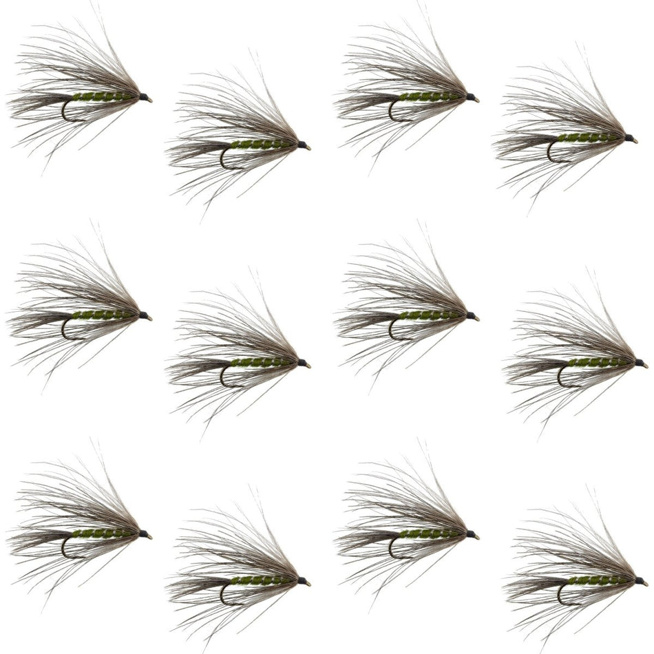 Carey Special Soft Hackle Grouse and Olive Wet Fly - 12 Flies Hook Size 10 - Get Tight Gear