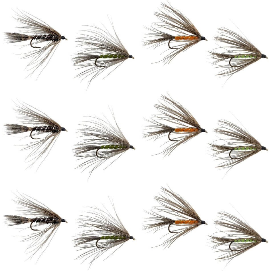 Carey Special Soft Hackle Grouse Fall Swinging Assortment - 12 Flies 4 Colors Hook Size 10 - Get Tight Gear