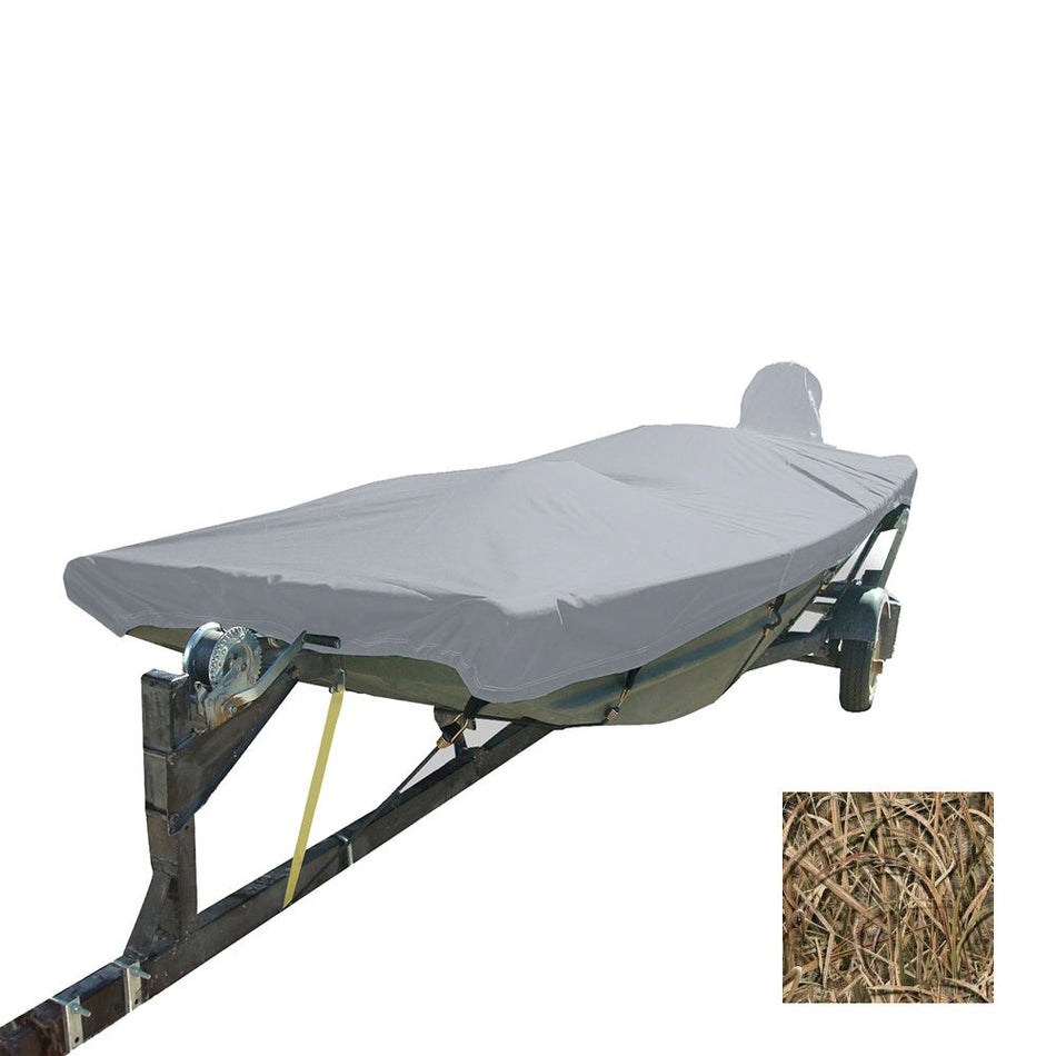 Carver Performance Poly - Guard Styled - to - Fit Boat Cover f/16.5' Open Jon Boats - Shadow Grass - Get Tight Gear