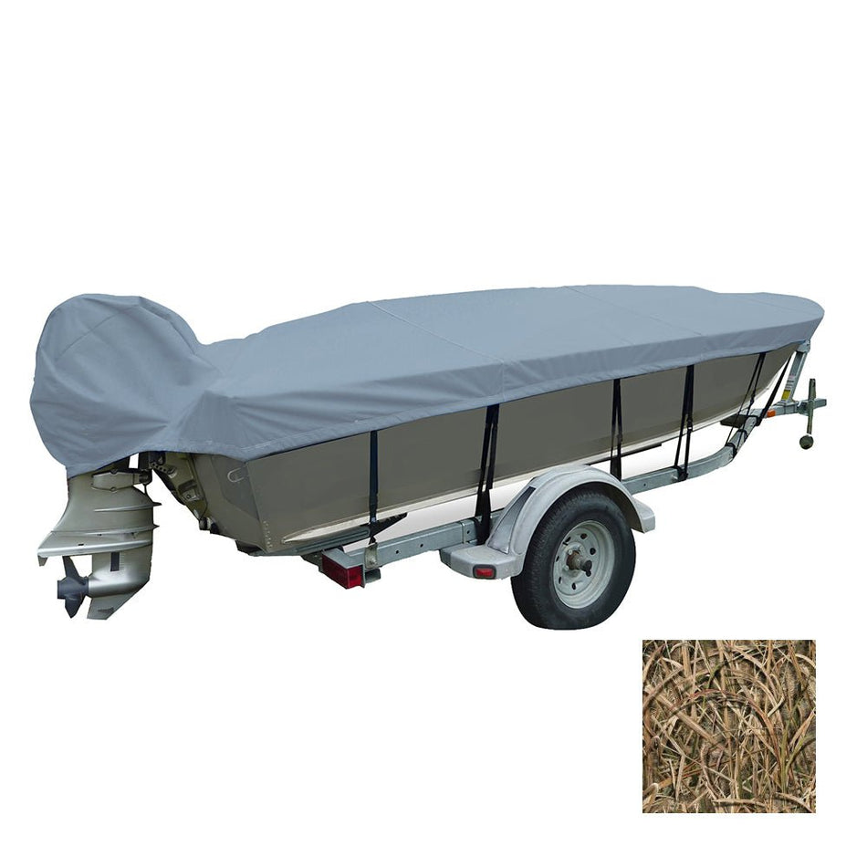 Carver Performance Poly - Guard Wide Series Styled - to - Fit Boat Cover f/15.5' V - Hull Fishing Boats - Shadow Grass - Get Tight Gear