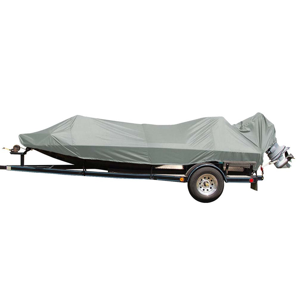 Carver Poly - Flex II Extra Wide Series Styled - to - Fit Boat Cover f/16.5' Jon Style Bass Boats - Grey - Get Tight Gear