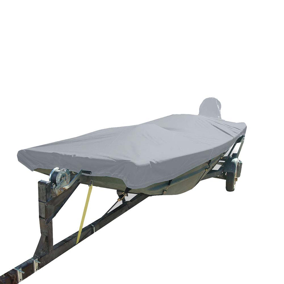 Carver Poly - Flex II Styled - to - Fit Boat Cover f/14.5' Open Jon Boats - Grey - Get Tight Gear
