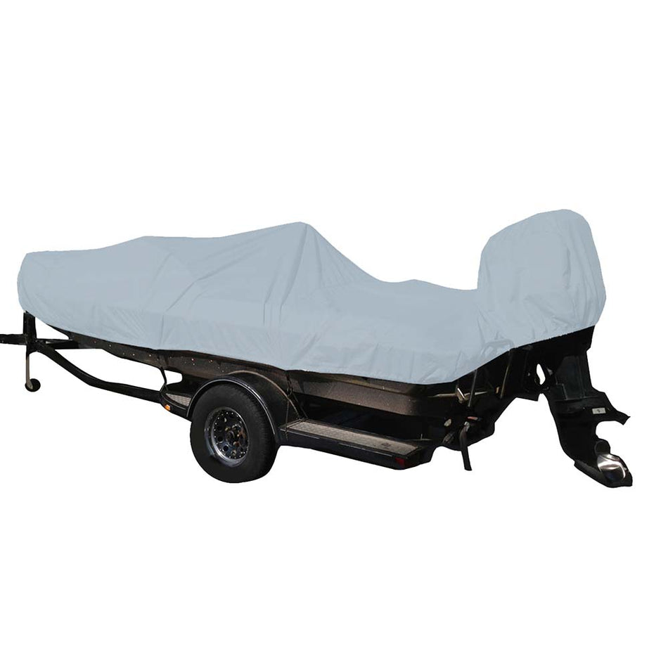 Carver Poly - Flex II Styled - to - Fit Boat Cover f/16.5' Fish & Ski Style Boats w/Walk - Thru Windshield - Grey - Get Tight Gear