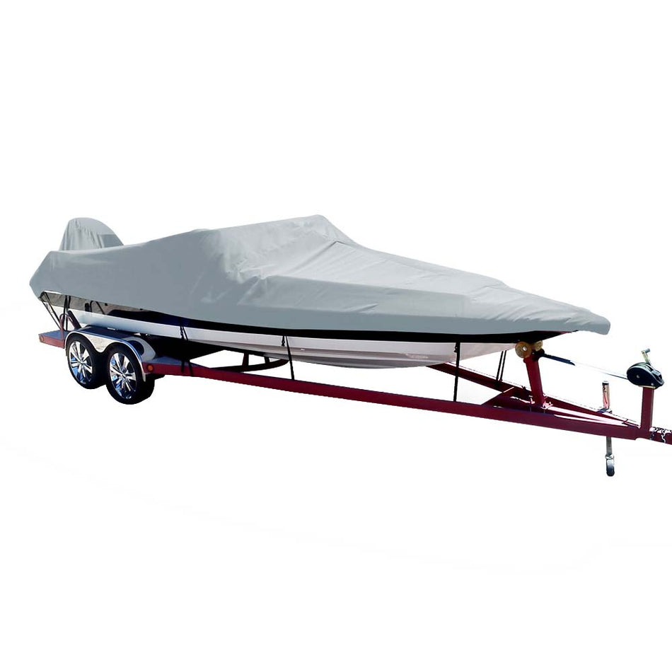 Carver Poly - Flex II Styled - to - Fit Boat Cover f/16.5' Ski Boats with Low Profile Windshield - Grey - Get Tight Gear
