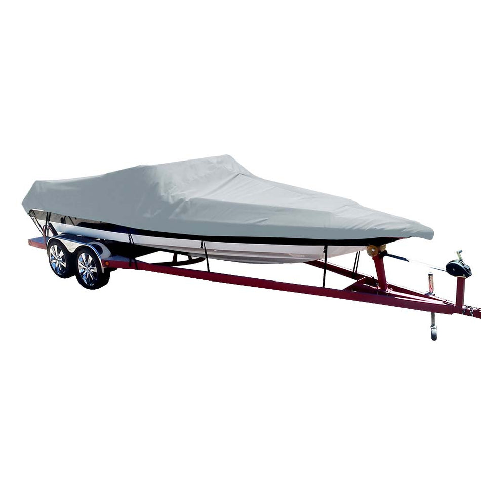 Carver Poly - Flex II Styled - to - Fit Boat Cover f/18.5' Sterndrive Ski Boats with Low Profile Windshield - Grey - Get Tight Gear