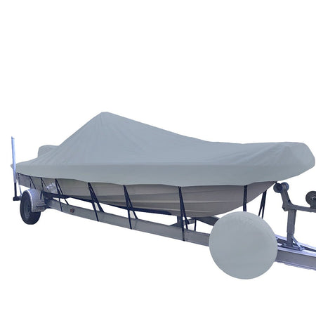 Carver Sun - DURA Styled - to - Fit Boat Cover f/22.5' V - Hull Center Console Shallow Draft Boats - Grey - Get Tight Gear