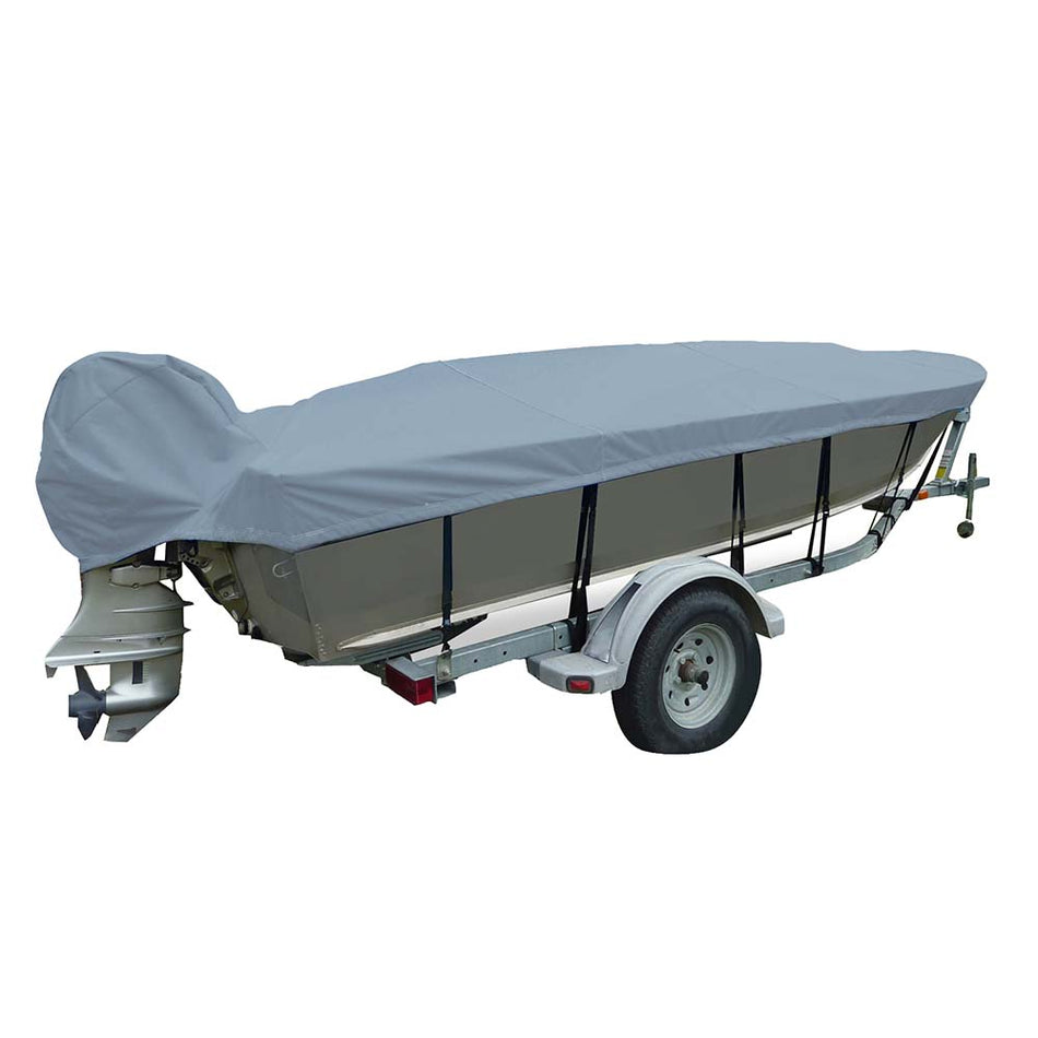 Carver Sun - DURA Wide Series Styled - to - Fit Boat Cover f/18.5' V - Hull Fishing Boats - Grey - Get Tight Gear