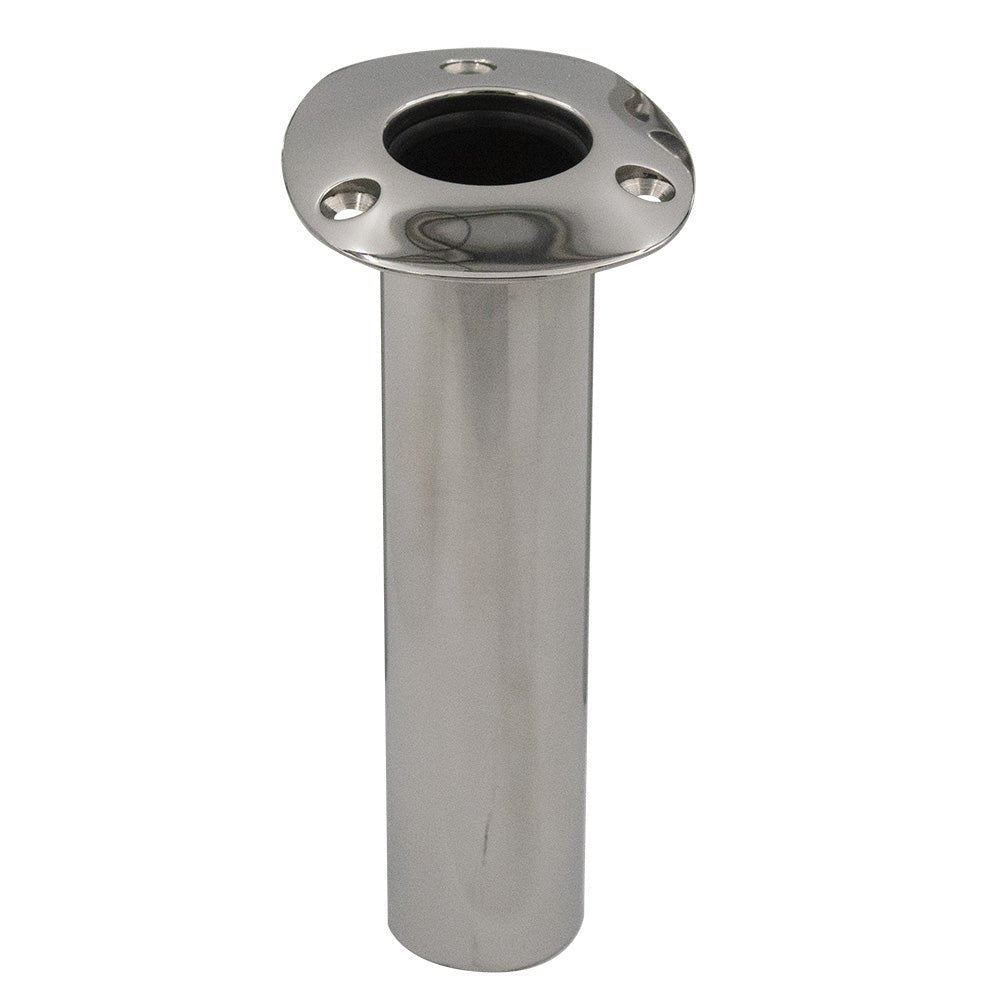 C.E. Smith 70 Series Standard Flush Mount Rod Holder - 0 Degree - Stainless Steel - Gimbal Bar Bottom - Black Liner - Get Tight Gear