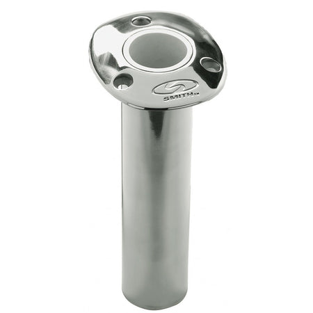 C.E. Smith Flush Mount Rod Holder - 0 Degree & 9" Depth - Stainless Steel - Cast Bottom - White Vinyl Liner - Get Tight Gear