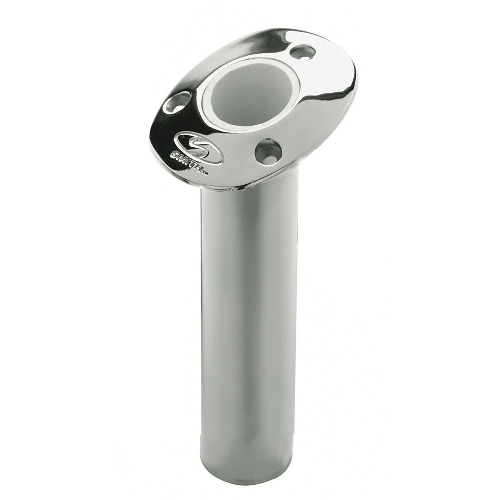 C.E. Smith Flush Mount Rod Holder - 15 Degree & 9" Depth - Stainless Steel - Cast Gimbal - White Vinyl Liner - Get Tight Gear