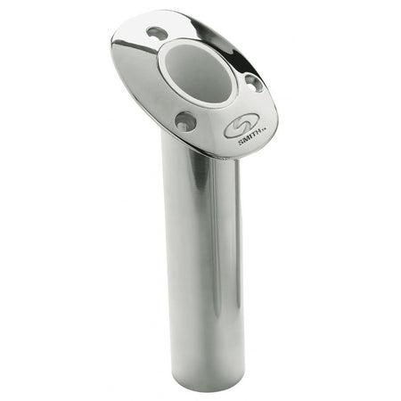C.E. Smith Flush Mount Rod Holder - 30 Degree & 9" Depth - Stainless Steel - Cast Bottom - White Vinyl Liner - Get Tight Gear