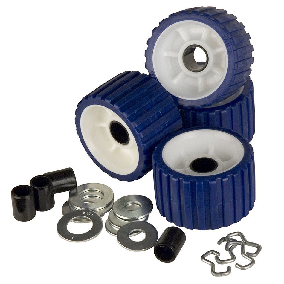C.E. Smith Ribbed Roller Replacement Kit - 4 - Pack - Blue - Get Tight Gear
