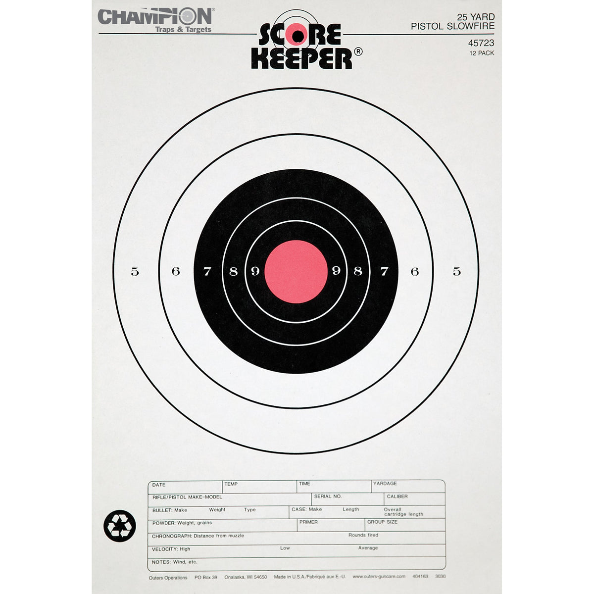 CHAMPION 25YD PSTL SLOWFIRE TRGT 12P - Get Tight Gear