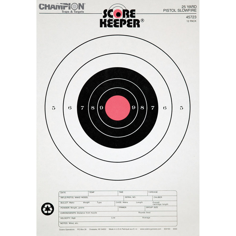 CHAMPION 25YD PSTL SLOWFIRE TRGT 12P - Get Tight Gear
