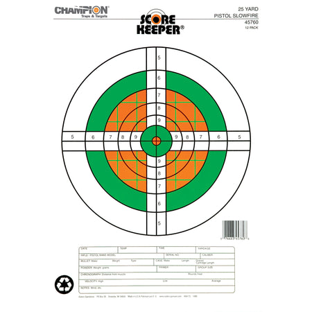 CHAMPION SCOREKPR 25YD PISTOL FLUOR - Get Tight Gear