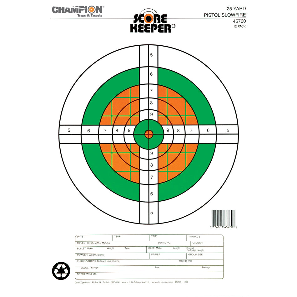 CHAMPION SCOREKPR 25YD PISTOL FLUOR - Get Tight Gear