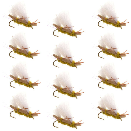Chubby Chernobyl Ant Golden Foam Body Grasshopper Fly - 1 Dozen Flies Hook Size 10 - Get Tight Gear