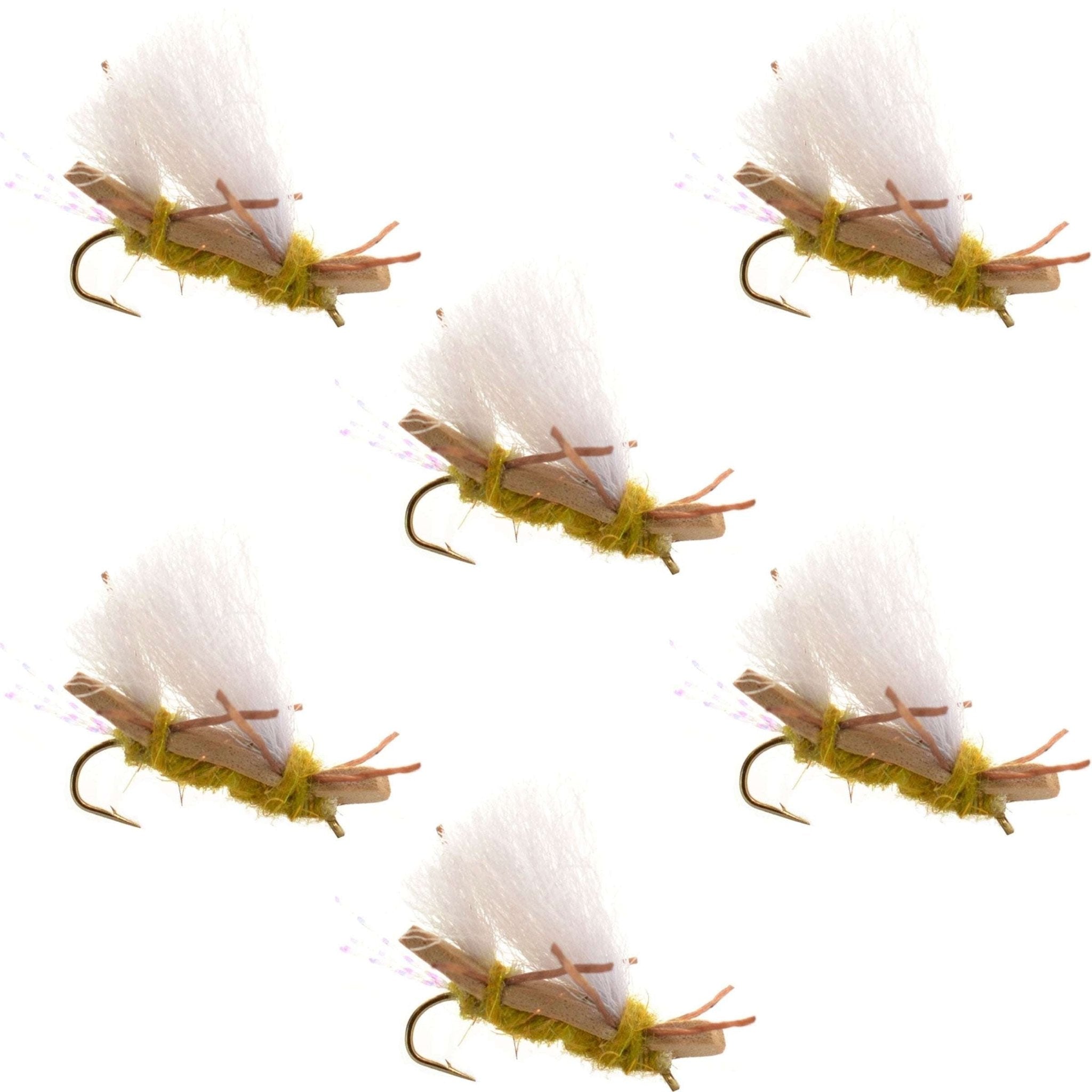 Chubby Chernobyl Ant Golden Foam Body Grasshopper Fly - 6 Flies Hook Size 10 - Get Tight Gear