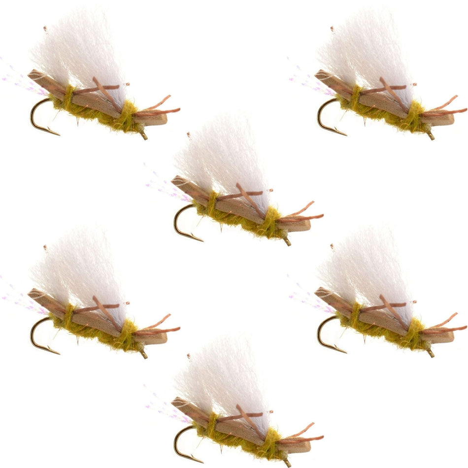 Chubby Chernobyl Ant Golden Foam Body Grasshopper Fly - 6 Flies Hook Size 10 - Get Tight Gear